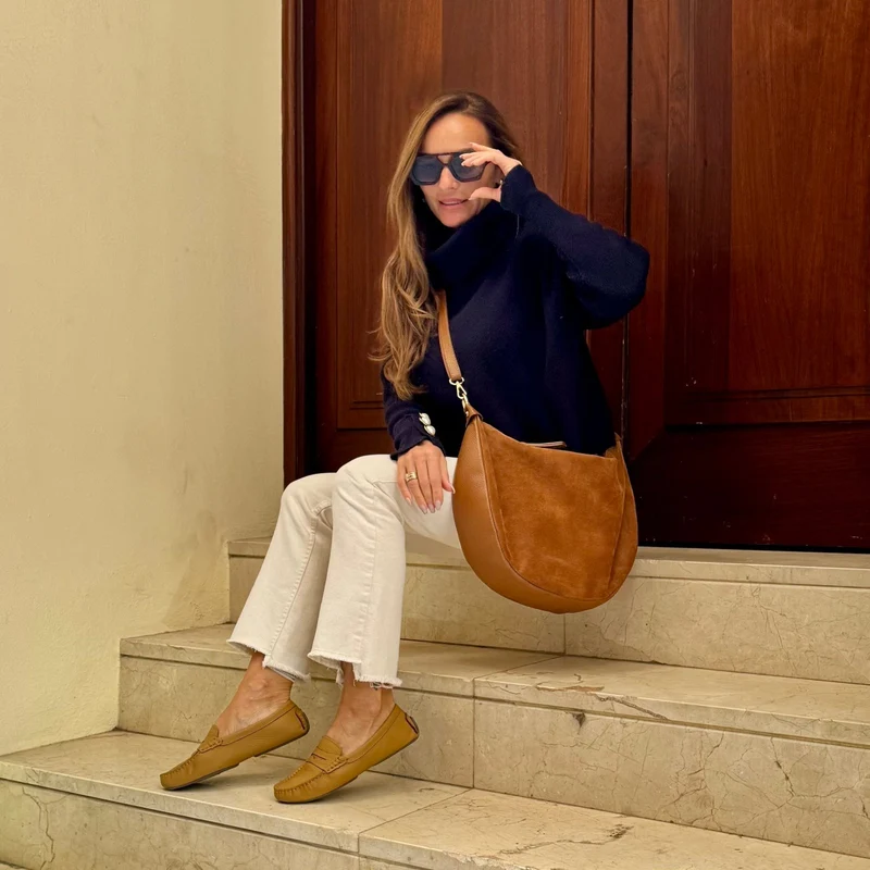 Sienna Mokassin – Damen Loafer Cognac Caramel Leder Klassisch Flach
