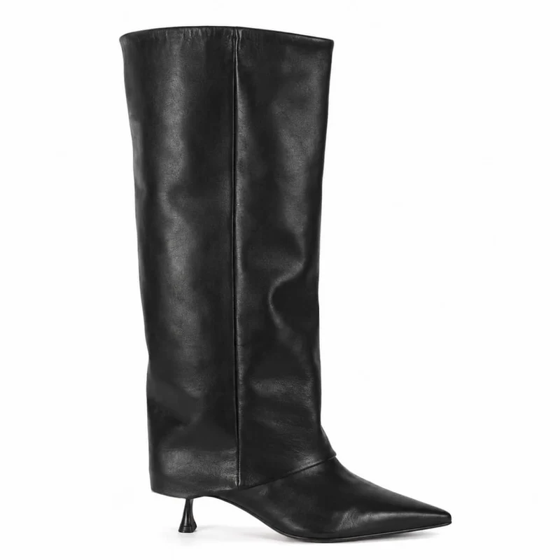 Chloe Boots – Damen Stiefel Schwarz Leder Gefüttert 5 cm Absatz Klassisch