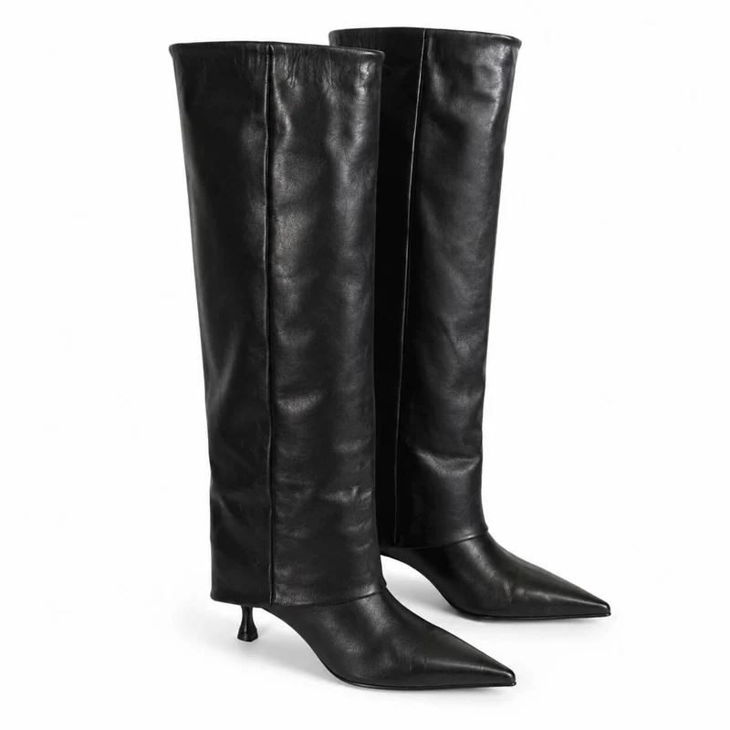 Chloe Boots – Damen Stiefel Schwarz Leder Gefüttert 5 cm Absatz Klassisch