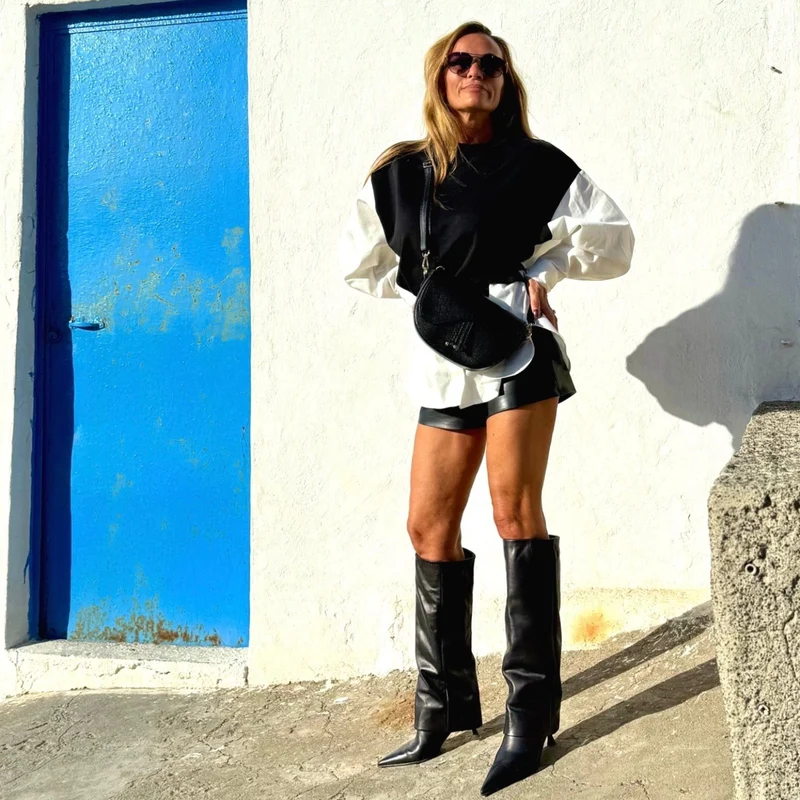 Chloe Boots – Damen Stiefel Schwarz Leder Gefüttert 5 cm Absatz Klassisch