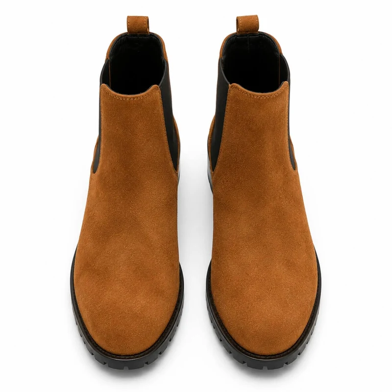 Chelsea Caramel Boots – Damen Chelsea Boots Braun Cognac Wildleder Klassisch