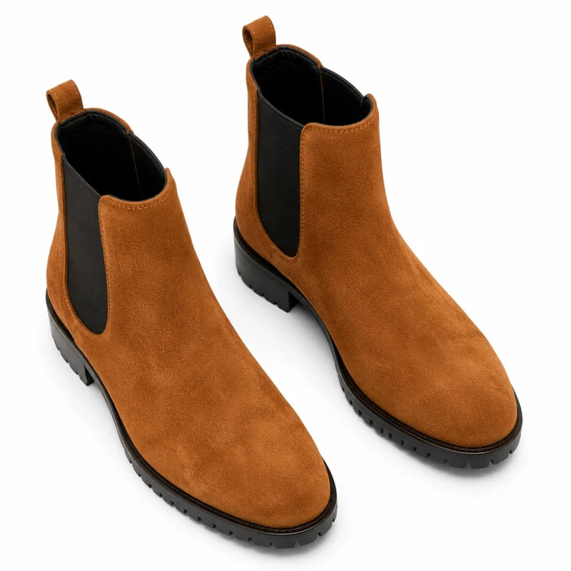 Chelsea Caramel Boots – Damen Chelsea Boots Braun Cognac Wildleder Klassisch