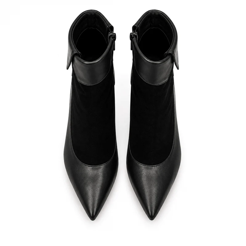 Mamba Stiefeletten – Damen Ankle Boots Schwarz Leder High Heel Klassisch