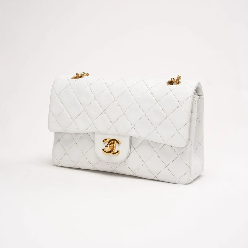 Chanel Vintage Classic Double Flap Bag Weiß 1996