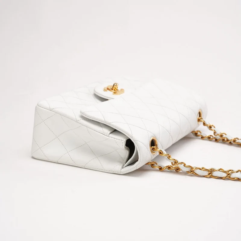 Chanel Vintage Classic Double Flap Bag Weiß 1996
