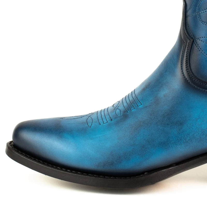 Cowboy Country und Western Damen Stiefeletten 2374 Blaues Leder