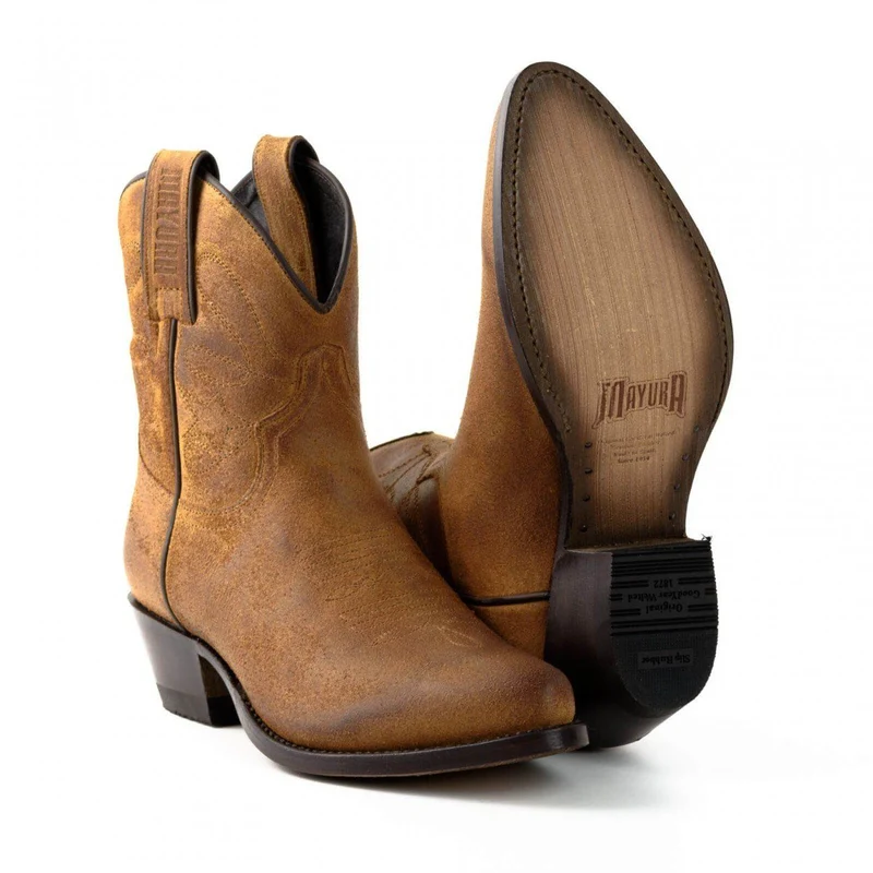 Damen-Cowboy-Country- und Western-Stiefeletten 2374 aus Kamelleder