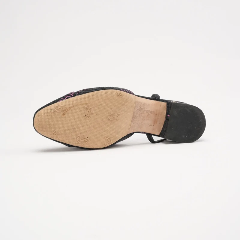 Chanel Black Denim Slingback Mademoiselle Coco Flat Größe 38