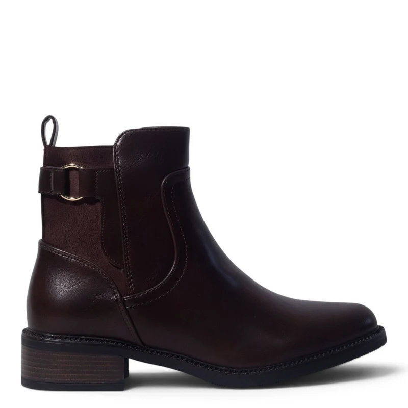 European Union Women Brown Leather Half Boot #5442