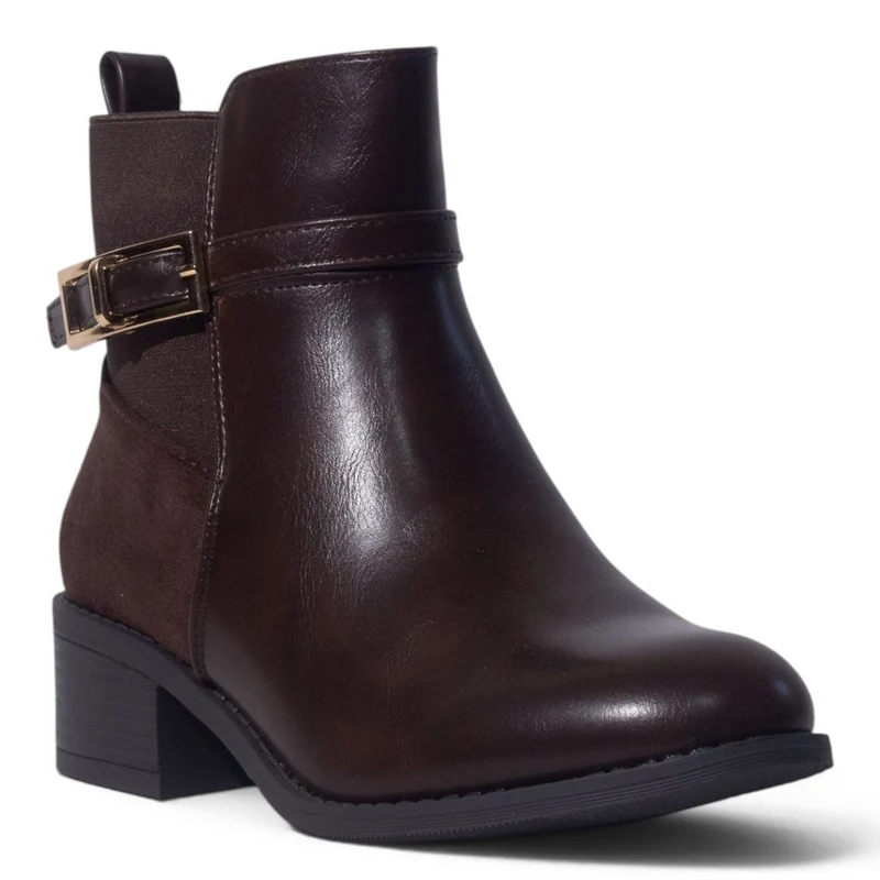 European Union Women Brown Leather Half Boot #5449