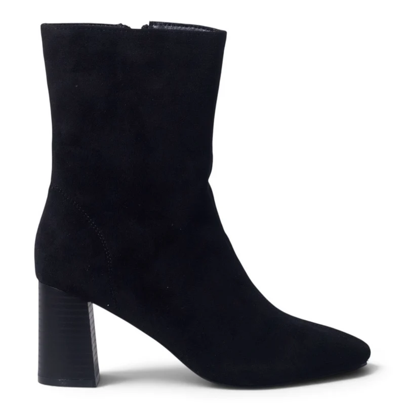 European Union Women Black Chamois Half Boot #5383