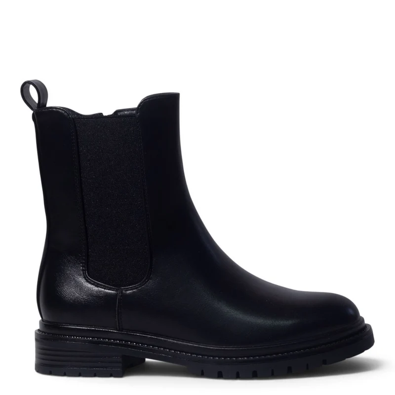 European Union Women Black Leather Half Boot #5434