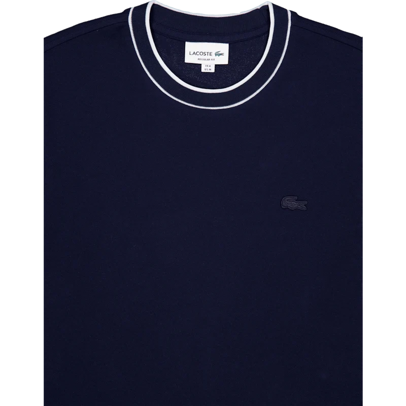 Stretch Piqué Stripe Collar T-shirt NAVY BLUE
