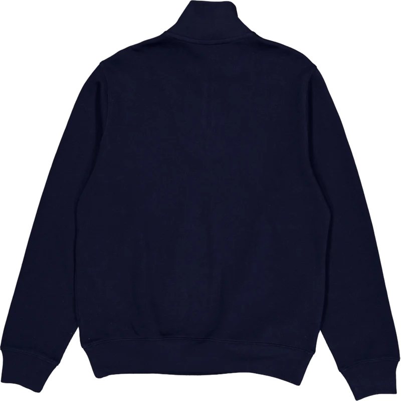 Zip-up High Neck Interlock Swe Navy Blue