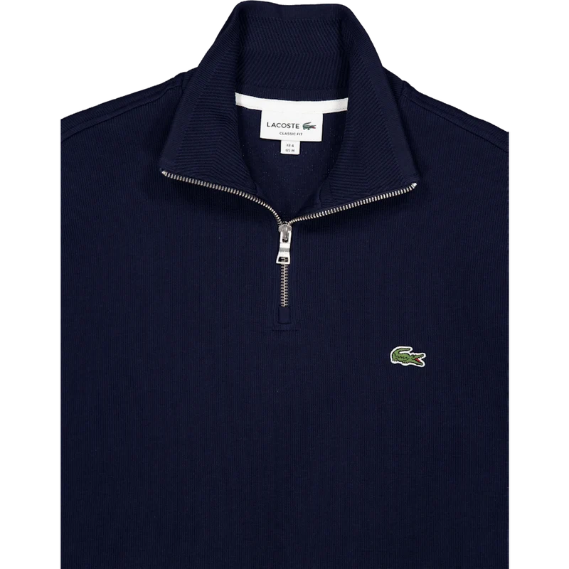 Zip-up High Neck Interlock Swe Navy Blue