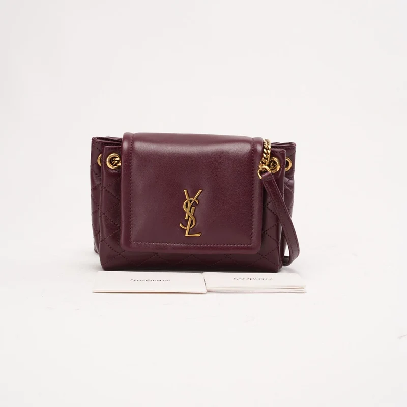 Saint Laurent Mini Nolita Lammleder Burgunderrot 2024