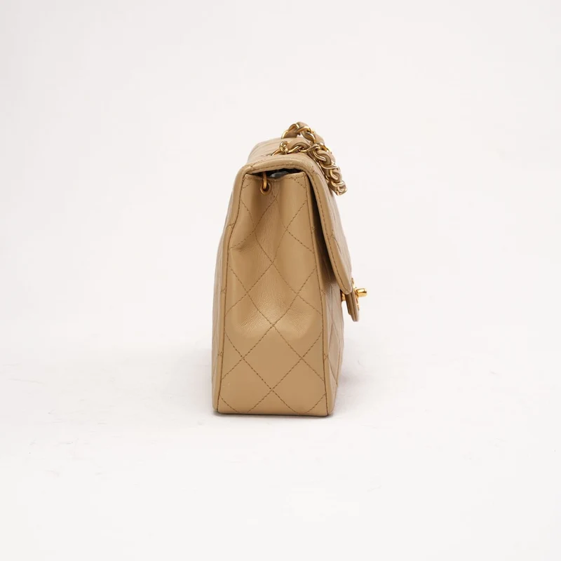Chanel Vintage Mini Square Flap Bag, Lammbeige, 1991