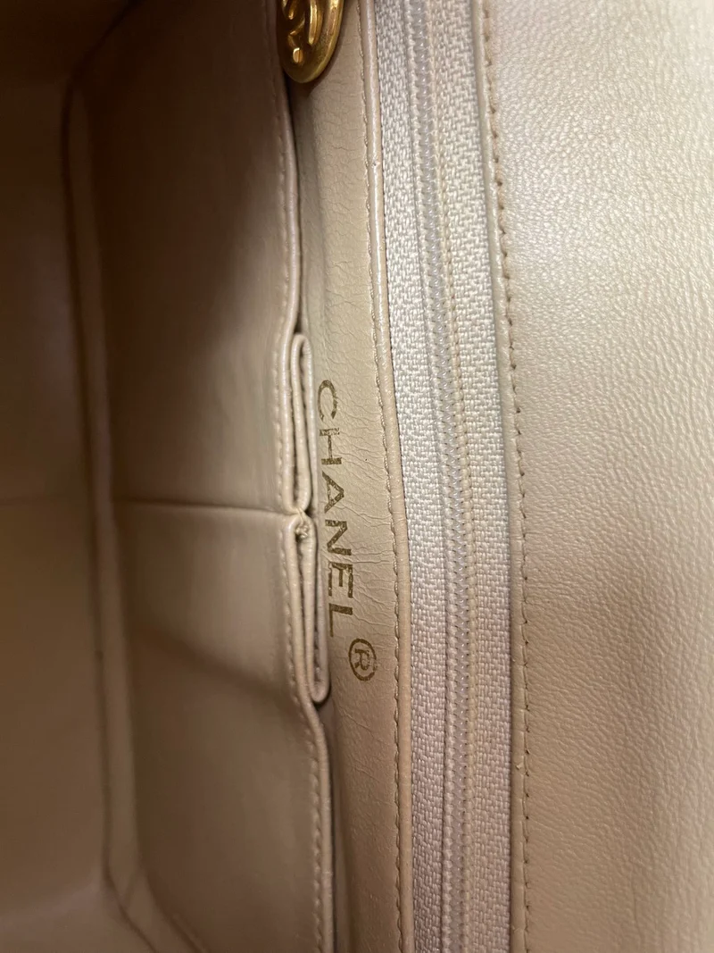 Chanel Vintage Mini Square Flap Bag, Lammbeige, 1991