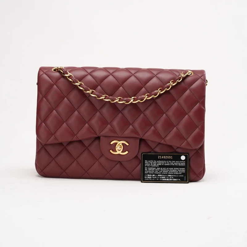 Chanel Timeless Jumbo Double Flap Burgundy Lambskin 2016