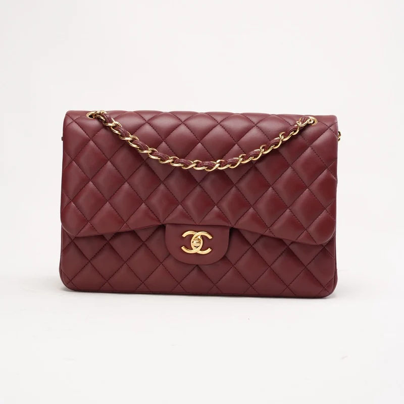 Chanel Timeless Jumbo Double Flap Burgundy Lambskin 2016