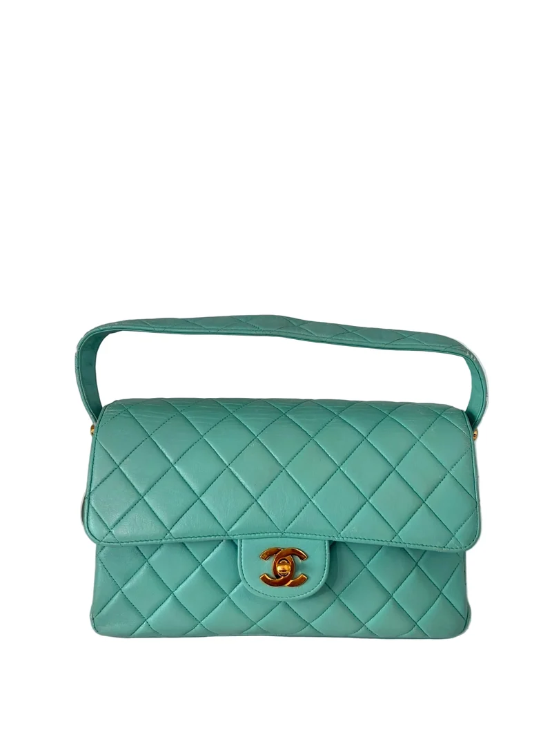 Chanel Medium Classic Double Side Flap Bag aus Lammleder, Tiffany-Blau, 1997