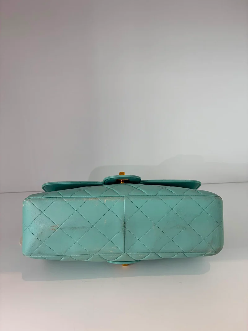 Chanel Medium Classic Double Side Flap Bag aus Lammleder, Tiffany-Blau, 1997