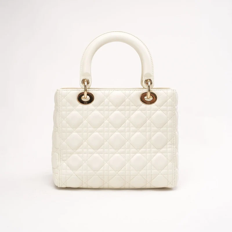Christian Dior Medium Lady Dior Bag Latte Cannage Lammleder 2018