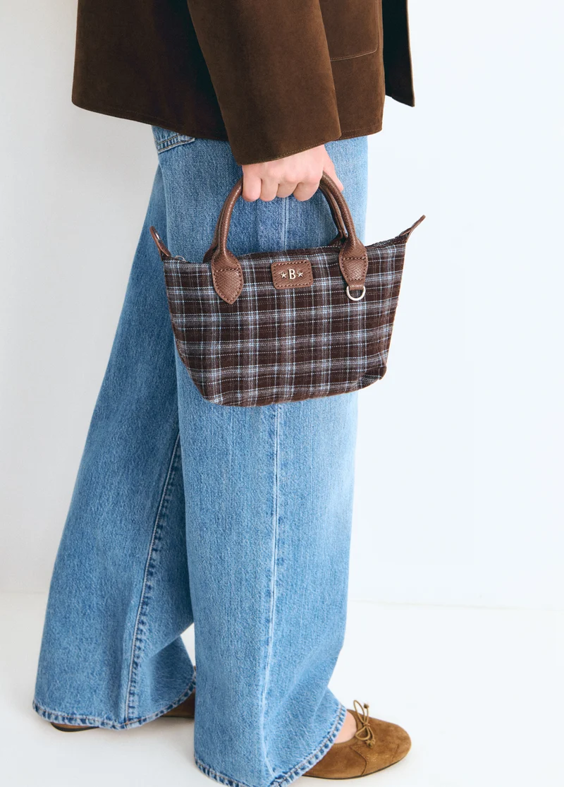 Small plaid shopper bag