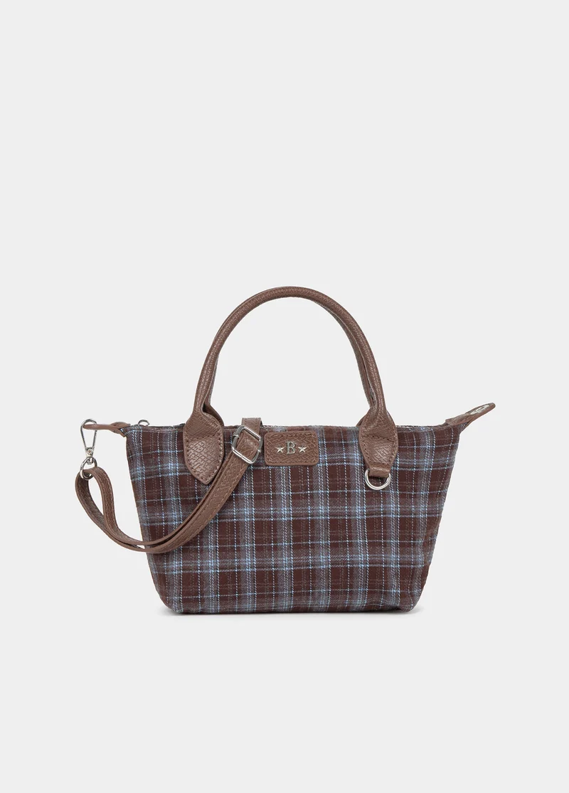 Small plaid shopper bag