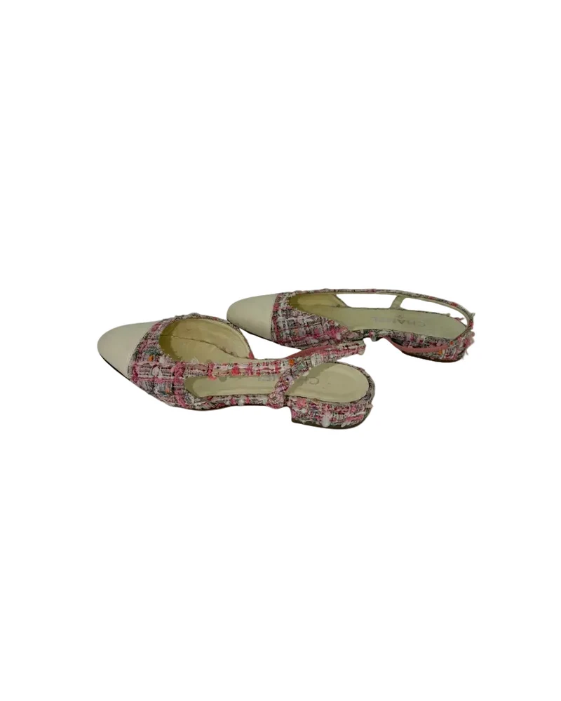 Chanel Ballerinas aus rosa-weißem Tweed, Größe 39.5