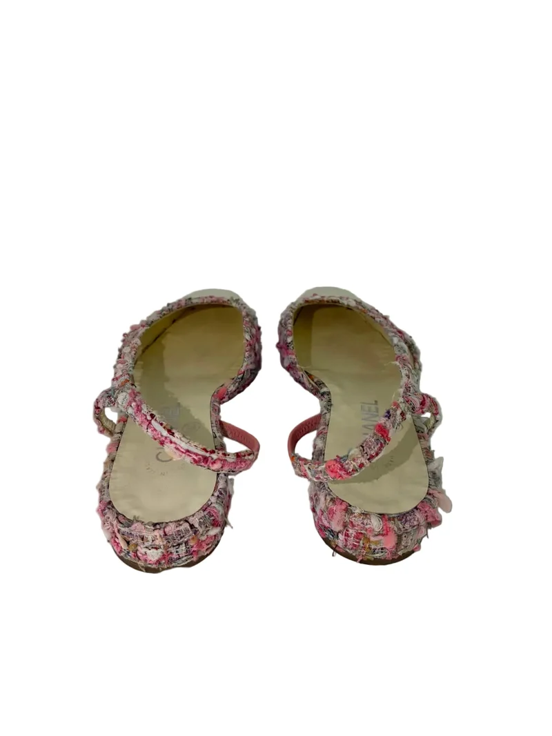 Chanel Ballerinas aus rosa-weißem Tweed, Größe 39.5