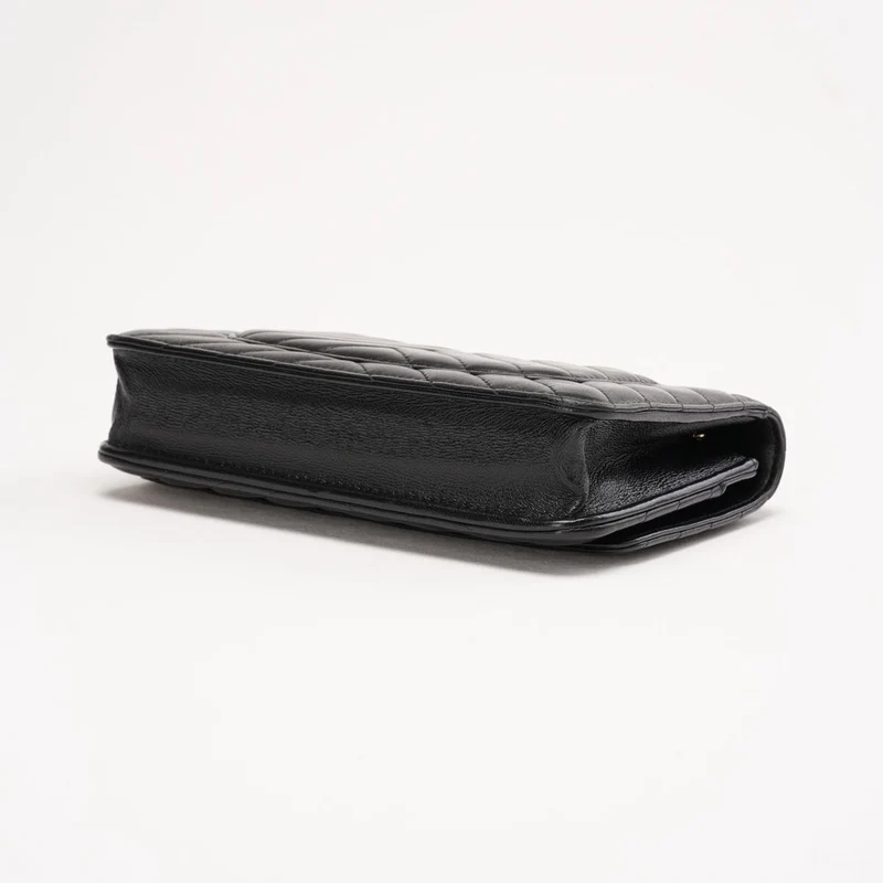 Chanel Chevron Wallet on Chain WOC Lammleder Schwarz 2017