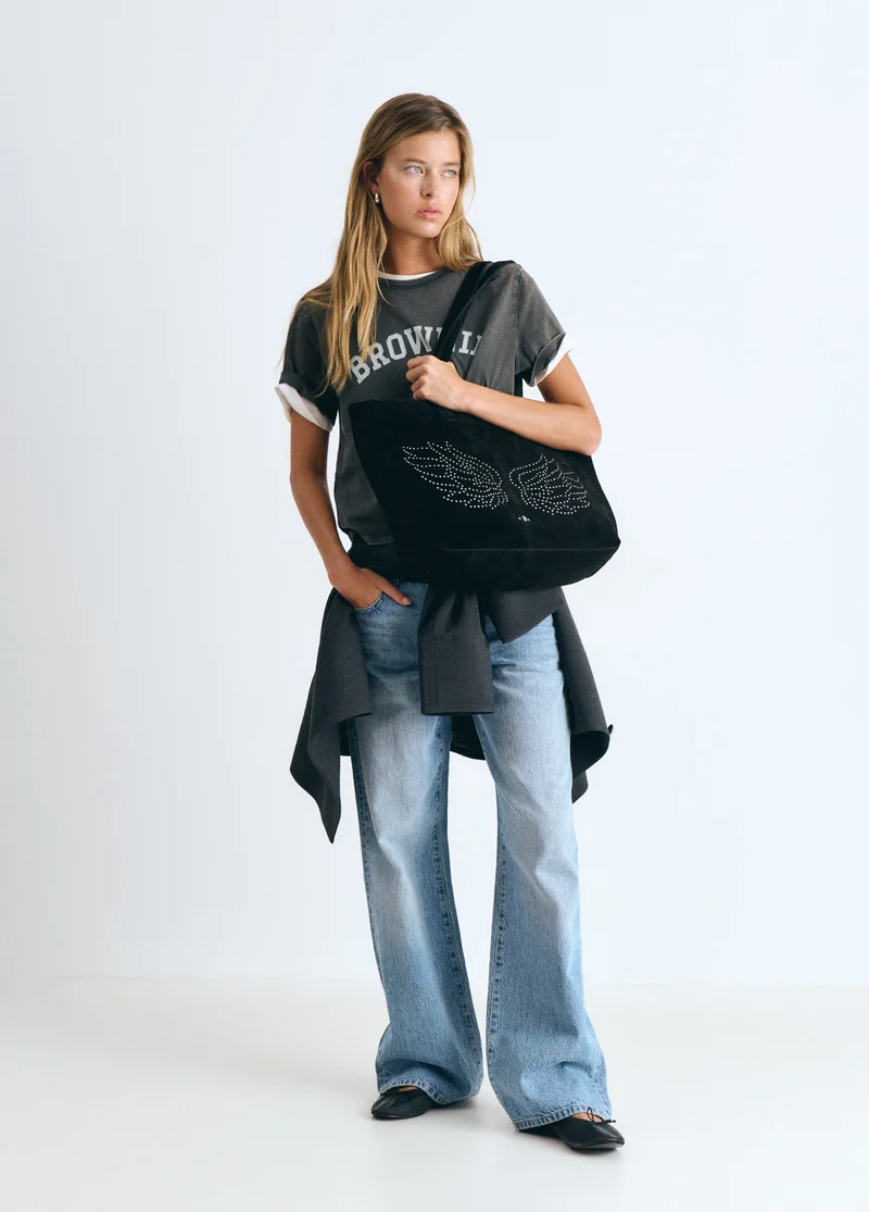 Studded wing shopper bag