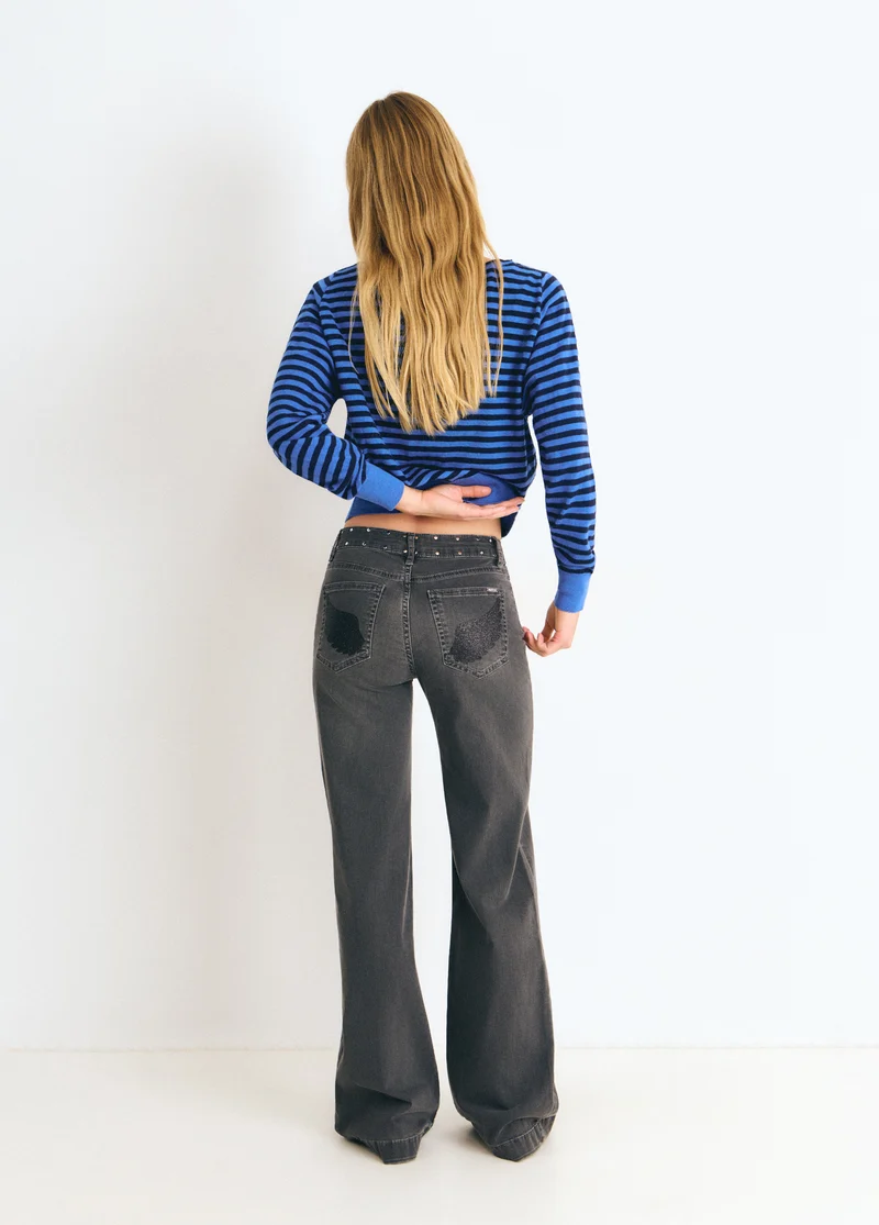 Glitter wing culotte jeans