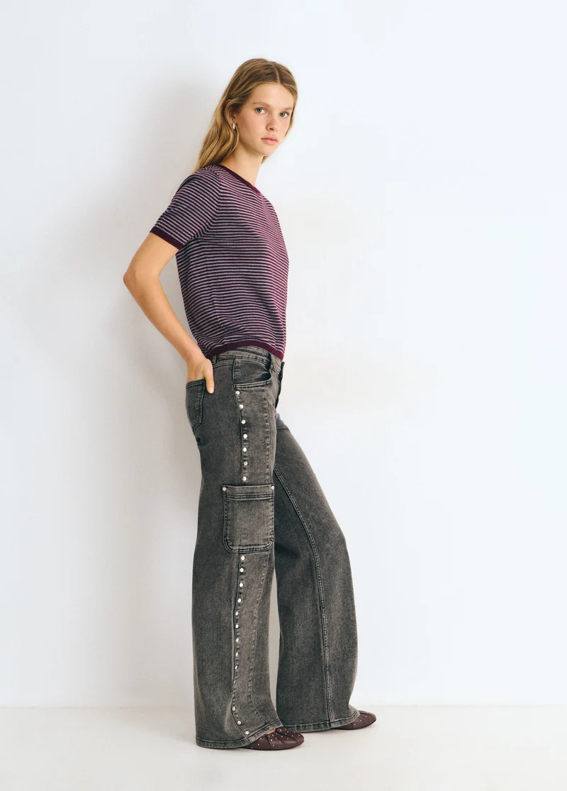 Denim with side studs and a cargo pocket