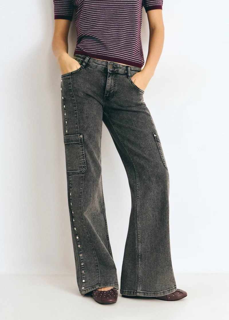Denim with side studs and a cargo pocket