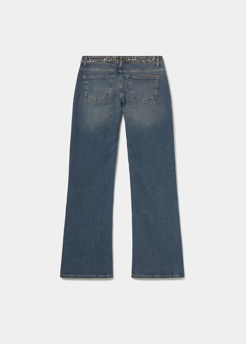 Studded denim waistband