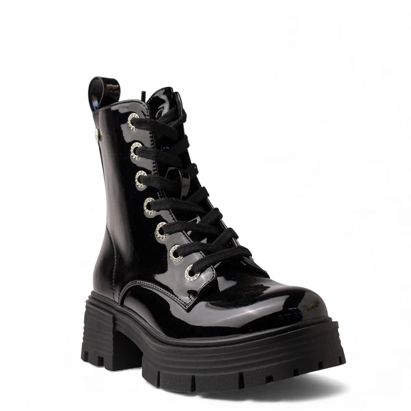 Europeon Union Women Black VernisLeather Half Boot #4601