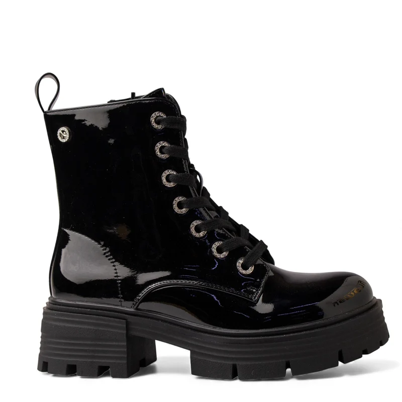 Europeon Union Women Black VernisLeather Half Boot #4601