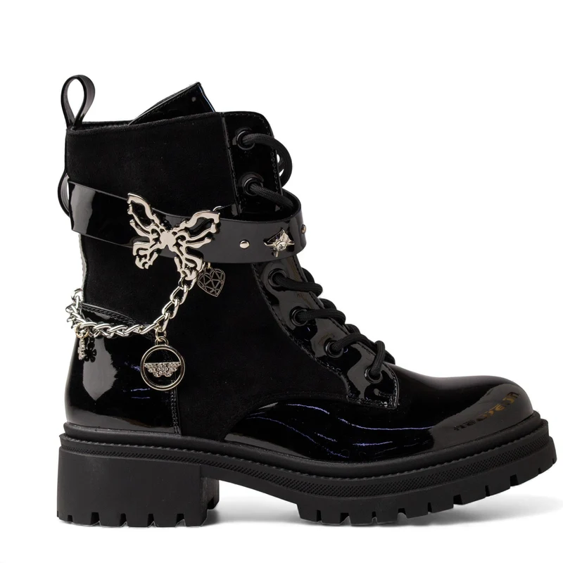 Europeon Union Women Black VernisLeather Half Boot #4602