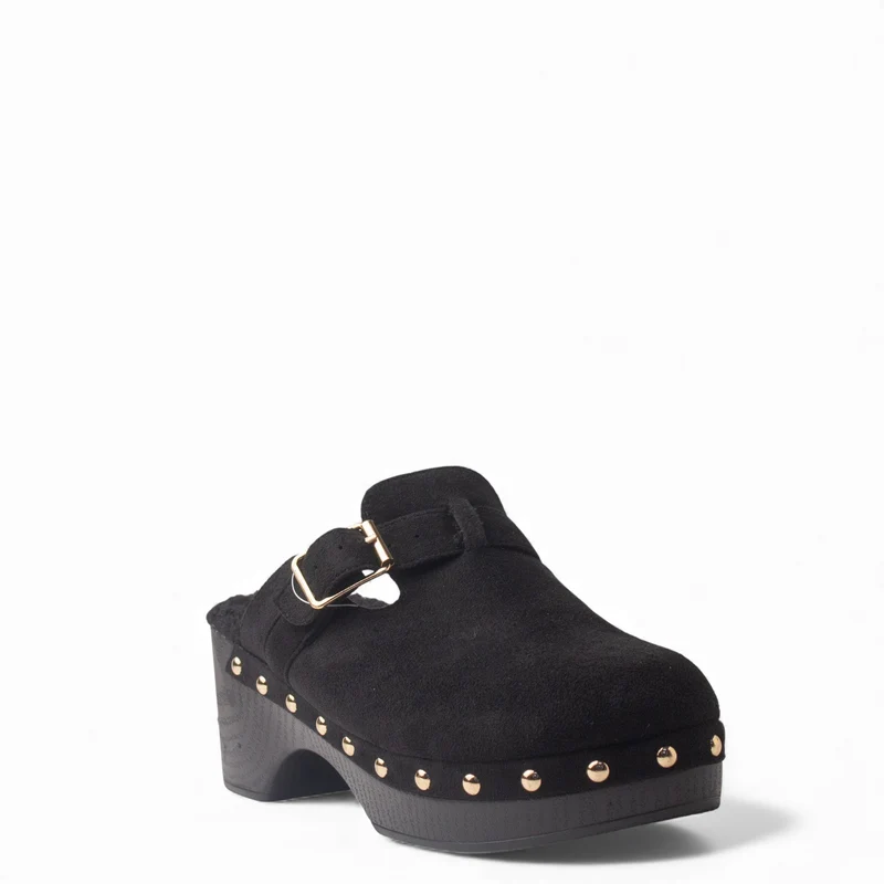 Europeon Union Women Black Chamois Wedges #4544