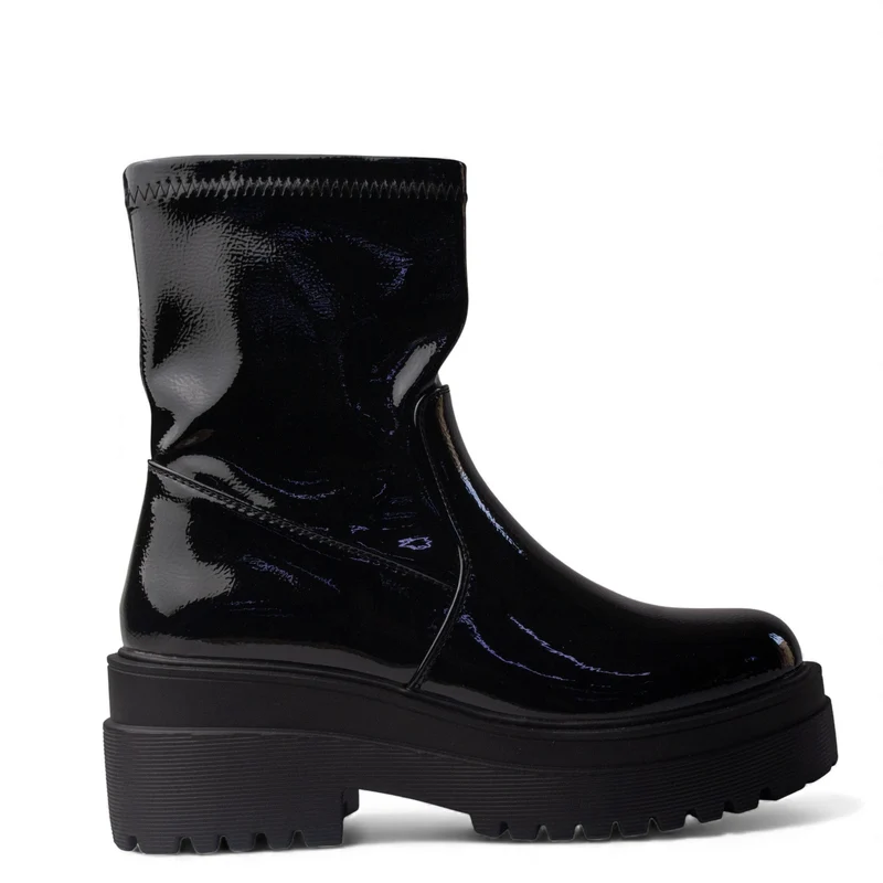 Europeon Union Women Black VernisLeather Half Boot #4535