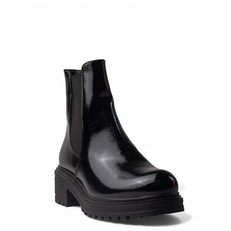 Europeon Union Women Black VernisLeather Half Boot #4536