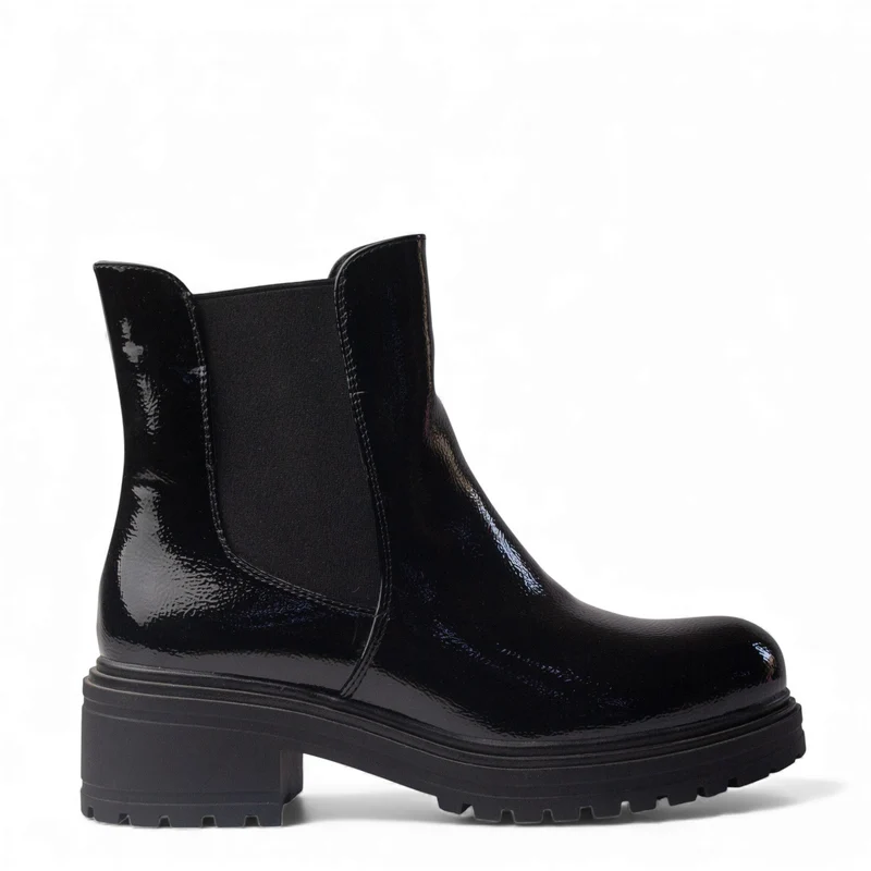 Europeon Union Women Black VernisLeather Half Boot #4536
