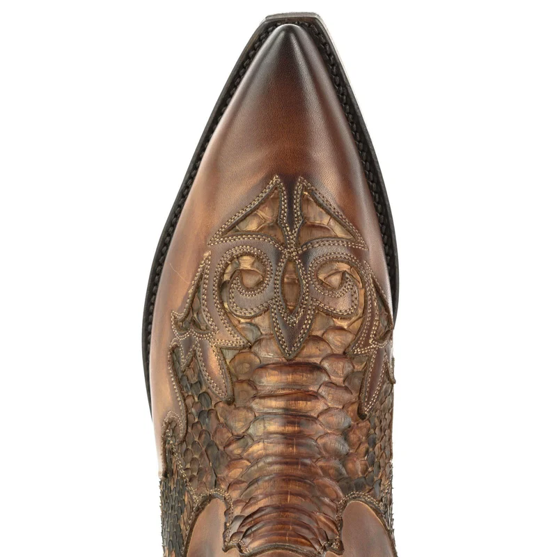 Urban Cowboy-Stiefeletten 2500 für Herren und Damen aus braunem und exotischem braunem Leder