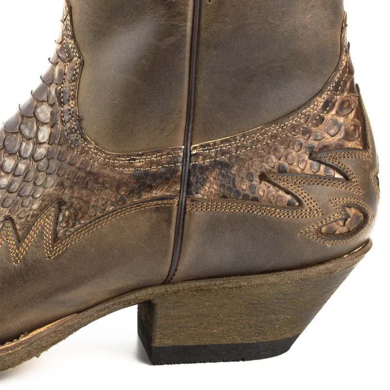 Country- und Western-Cowboy-Stiefeletten für Herren, 12 Leder aus exotischem Braun und Dunkelbraun