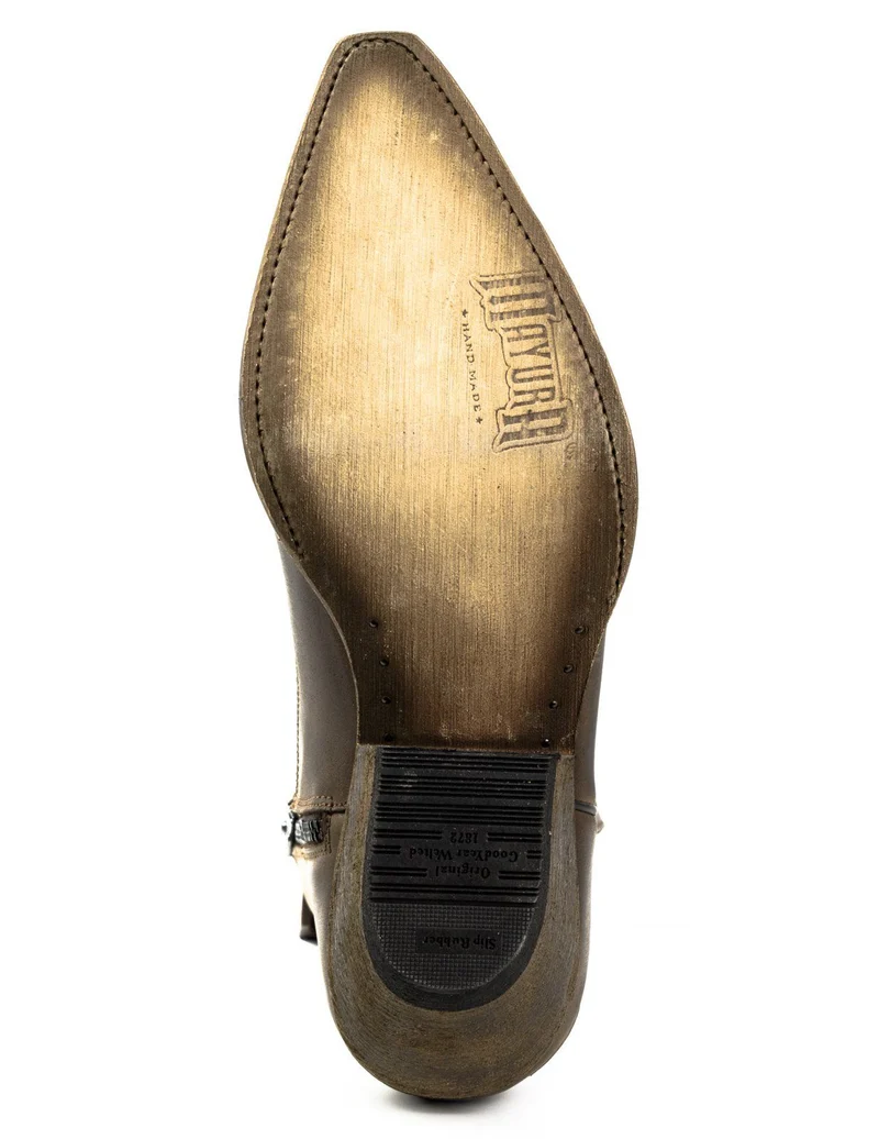 Herren-Country- und Western-Cowboy-Stiefeletten 12 aus braunem und exotischem braunem Leder