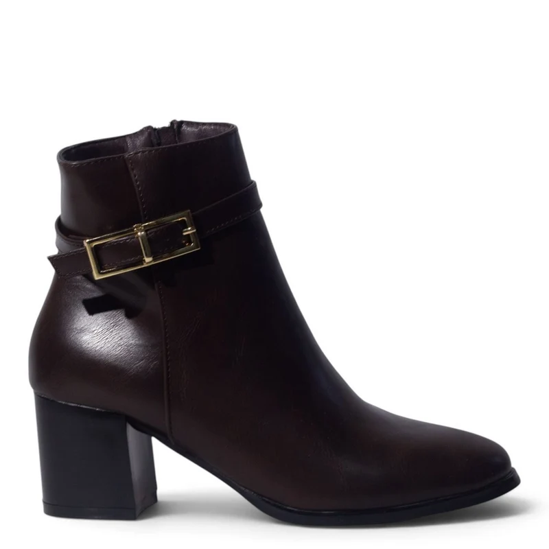 European Union Women Brown Leather Half Boot #5450