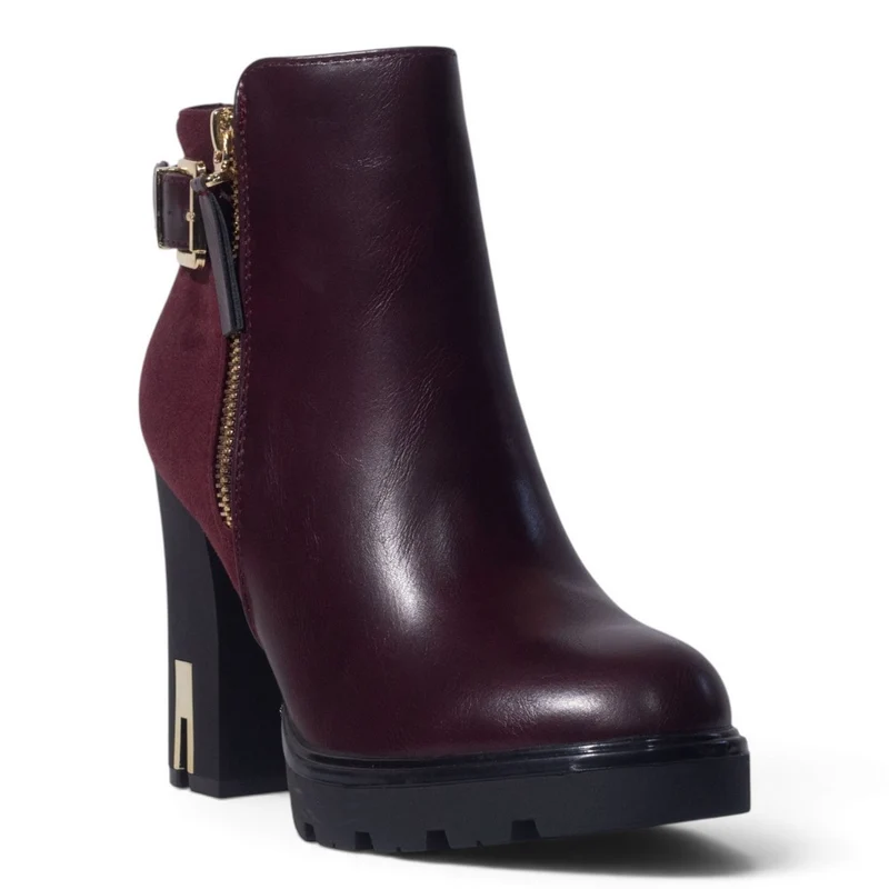 European Union Women Maroon Leather Half Boot #5453