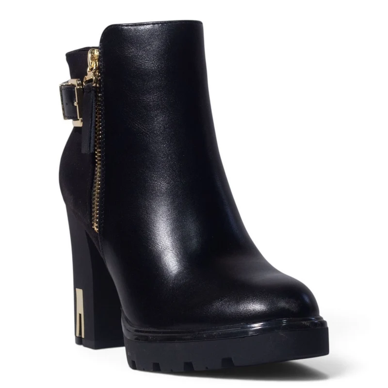 European Union Women Black Leather Half Boot #5454